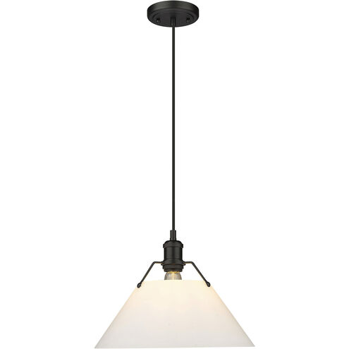 Orwell 1 Light 14 inch Matte Black Pendant Ceiling Light in Opal Glass